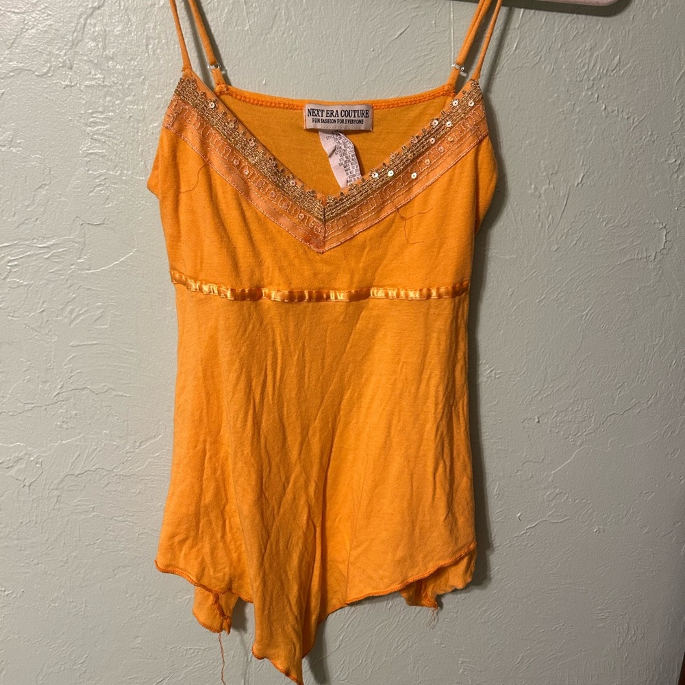 Orange Sequin 90s Top